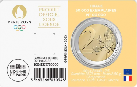 France - Monnaie de Paris La Semeuse - Paris 2024 - 2 euros commémo. 2023 BU Coincard 3 Jaune