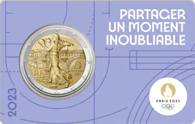 France - Monnaie de Paris La Semeuse - Paris 2024 - 2 euros commémo. 2023 BU Coincard 4 Violet