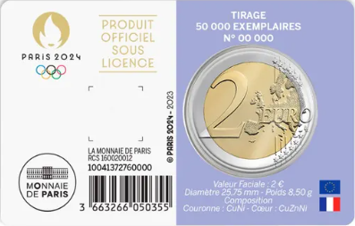 France - Monnaie de Paris La Semeuse - Paris 2024 - 2 euros commémo. 2023 BU Coincard 4 Violet