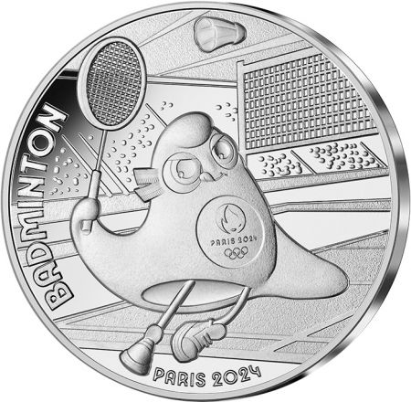France - Monnaie de Paris Le Badminton - 10 Euros Argent FRANCE 2023 (MDP) - Les Phryges - Mascottes de Paris 2024 - Vague 1