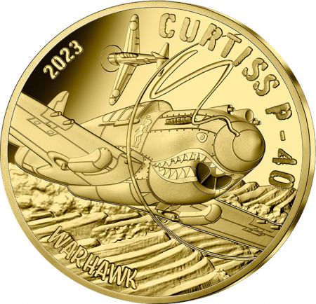 France - Monnaie de Paris Le Curtis P-40 - 50 Euros Or (1/4 Oz) BE 2023 (MDP)