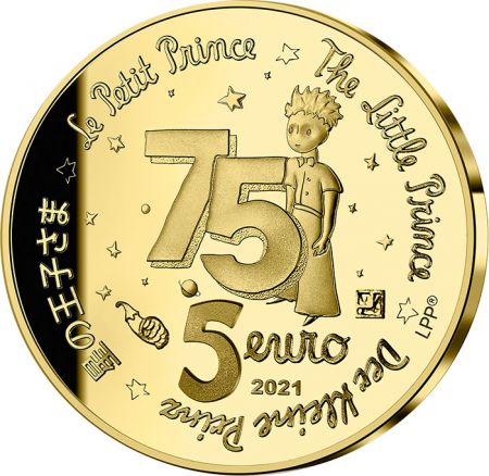 France - Monnaie de Paris Le Petit Prince et les étoiles - 5 Euros 1/2 g. Or BE FRANCE 2021 75 ans du Petit Prince