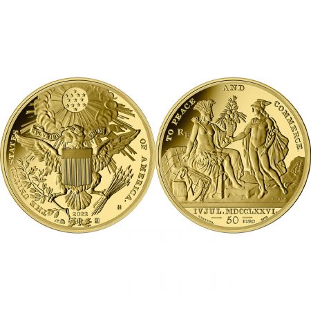 France - Monnaie de Paris Le Sceau des États-Unis - Grandes Dates de l\'Humanité - 50 Euros Or BE FRANCE 2022 (MDP)
