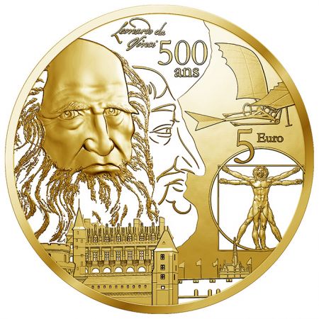 France - Monnaie de Paris Léonard de Vinci & la Renaissance - Europa Star 5 Euros Or BE FRANCE 2019 (MDP)