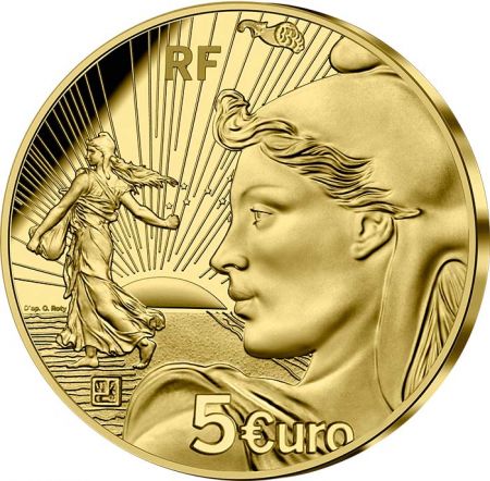 France - Monnaie de Paris Les 20 ans de l\'Euro - 5 Euros OR Semeuse BE 2022 FRANCE (MDP)
