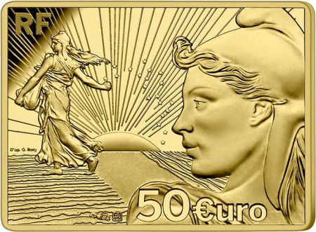France - Monnaie de Paris Les 20 ans de l\'Euro - 50 Euros OR (1/4 Oz) Semeuse BE 2022 FRANCE (MDP)