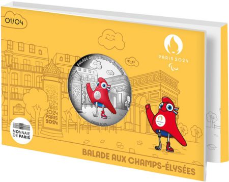 France - Monnaie de Paris Les Champs-Elysées - 50 Euros Argent Couleur 2024 (MDP) - La France accueille les Jeux - Les Mascottes
