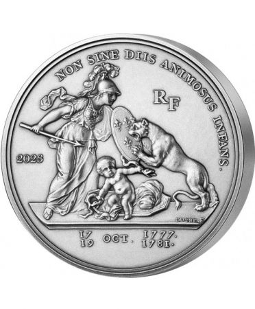 France - Monnaie de Paris LIBERTAS AMERICANA - GRANDES DATES DE L\'HUMANITÉ - 25 EUROS ARGENT BE FRANCE 2023 (MDP) HAUT RELIEF ET