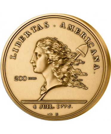 France - Monnaie de Paris LIBERTAS AMERICANA - HISTOIRE DE L\'HUMANITÉ 200 EUROS OR BE FRANCE 2023 (MDP)