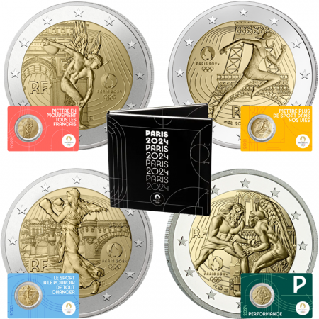 France - Monnaie de Paris LOT de 20 X 2 Euros BU Coincard (2021 à 2024) - Jeux Olympiques PARIS 2024 - avec coffret offert