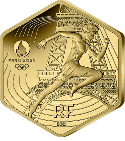 France - Monnaie de Paris LOT de 4 X 250 Euros OR (2021 à 2024) - Jeux Olympiques PARIS 2024 - pièce hexagonale