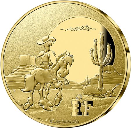 France - Monnaie de Paris Lucky Luke au soleil couchant - 100 Euros OR (1/2 Oz) BE 2021 FRANCE (MDP)