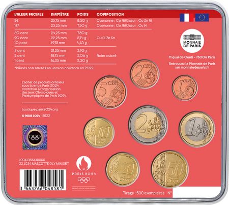France - Monnaie de Paris Mascotte Jeux Olympiques Paris 2024 - Miniset  BU FRANCE 2022 (MDP)
