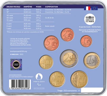 France - Monnaie de Paris Mascotte Jeux Paralympiques Paris 2024 - Miniset  BU FRANCE 2022 (MDP)