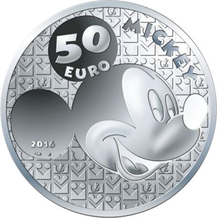 France - Monnaie de Paris MICKEY A TRAVERS LES AGES - 50 Euros 5 Oz Argent BE FRANCE 2016 (MDP)