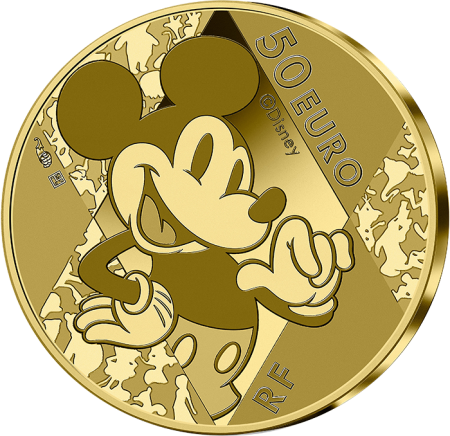 France - Monnaie de Paris Mickey au cinéma - 100 ans Disney - 50 Euros Or BE 2023 (MDP)