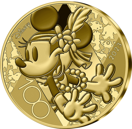 France - Monnaie de Paris Mickey et Minnie - 100 ans Disney - 5 Euros Or BE 2023 (MDP)