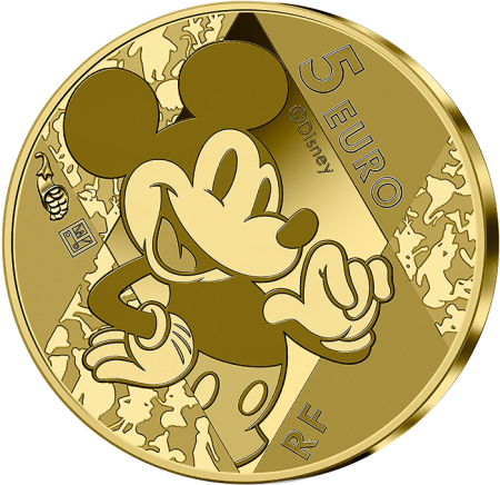 France - Monnaie de Paris Mickey et Minnie - 100 ans Disney - 5 Euros Or BE 2023 (MDP)