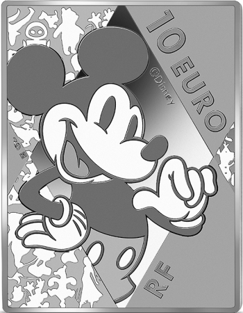 France - Monnaie de Paris Mickey et ses amis - 100 ans Disney - pièce rectangle - 10 Euros Argent BE 2023 (MDP)