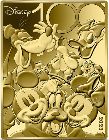 France - Monnaie de Paris Mickey et ses amis - 100 ans Disney - Pièce rectangle - 200 Euros Or BE 2023 (MDP)