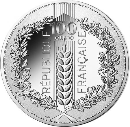 France - Monnaie de Paris NATURES DE FRANCE - 100 Euros Argent FRANCE 2021 - LAURIER
