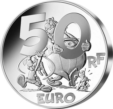 France - Monnaie de Paris Obélix et Panoramix - 50 Euros Argent Colorisé BE FRANCE 2022 (MDP)