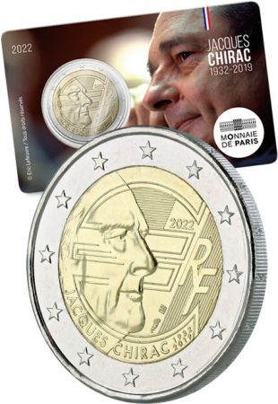 France - Monnaie de Paris PIÈCE 2 EUROS COMMÉMO. BU COINCARD FRANCE 2022 - Jacques Chirac - 20 ans de l\'EURO
