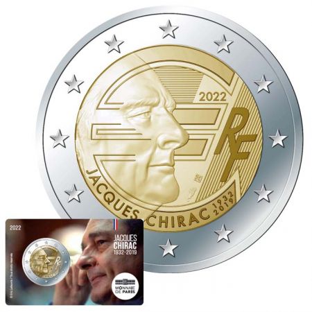 France - Monnaie de Paris PIÈCE 2 EUROS COMMÉMO. BU COINCARD FRANCE 2022 - Jacques Chirac - 20 ans de l\'EURO