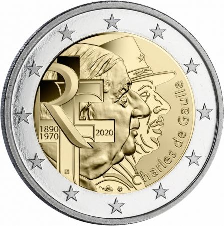 France - Monnaie de Paris Pièce 2 Euros Commémo. UNC France 2020 - Général de Gaulle