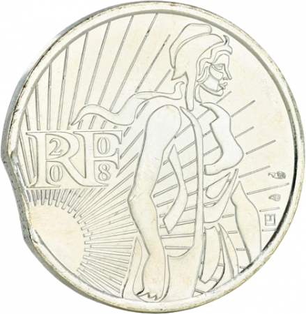 France - Monnaie de Paris Pièce Fautée (clippée) - 5 Euros Argent FRANCE 2008 - La Semeuse