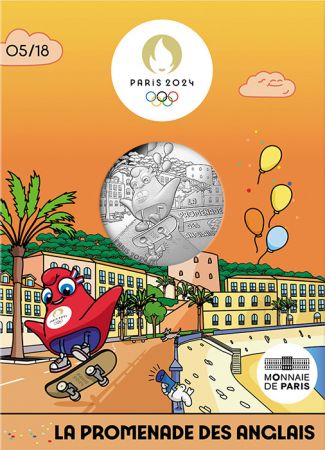 France - Monnaie de Paris Promenade des Anglais - 10 Euros Argent 2024 (MDP) - La France accueille les Jeux - Mascottes Paris 20