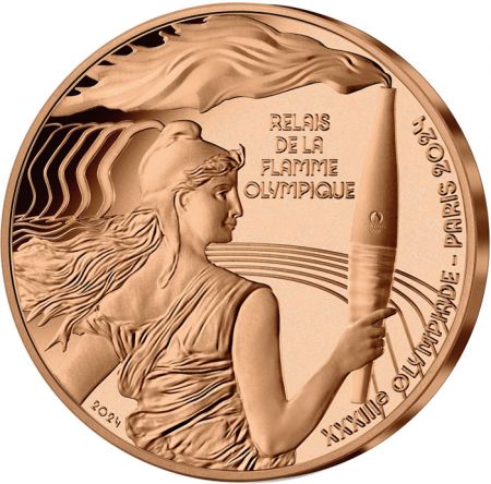 France - Monnaie de Paris Relais de la Flamme olympique - Paris 2024 - 1/4 Euros Cuivre 2024