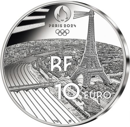 France - Monnaie de Paris Relais de la Flamme olympique - Paris 2024 - 10 Euros Argent BE 2024
