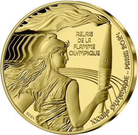 France - Monnaie de Paris Relais de la Flamme olympique - Paris 2024 - 50 Euros OR BE 2024