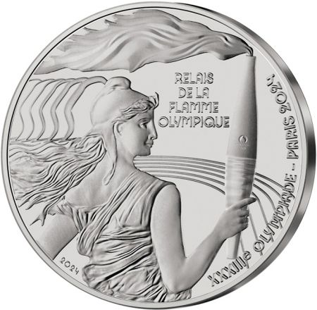 France - Monnaie de Paris Relais de la Flamme olympique - Paris 2024 - 7,5 Euros Argent BE 2024