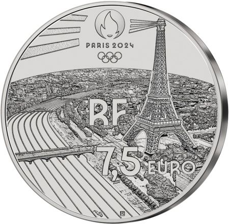 France - Monnaie de Paris Relais de la Flamme olympique - Paris 2024 - 7,5 Euros Argent BE 2024