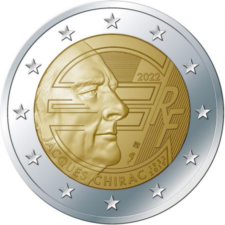 France - Monnaie de Paris ROULEAU 25 X 2 EUROS COMMÉMO. UNC FRANCE 2022 - Jacques Chirac - 20 ans de l\'EURO