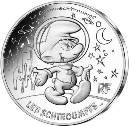 France - Monnaie de Paris Schtroumpf Cosmonaute - 10 Euros Argent FRANCE 2020 (MDP) - Les Schtroumpfs - Vague 2