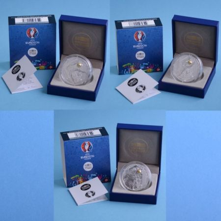 France - Monnaie de Paris Série 3 pièces argent football UEFA - 2016 colorisé