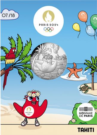 France - Monnaie de Paris Tahiti - 10 Euros Argent 2024 (MDP) - La France accueille les Jeux - Mascottes Paris 2024 - Vague 1