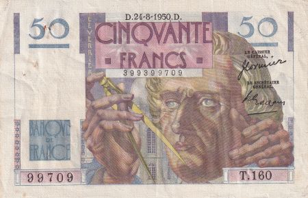 France  50 Francs - Le Verrier - 24-08-1950 - Série T.160 - F.20.16