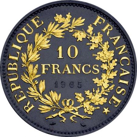 France (application Ruthénium et Or par un institut privé) Coffret Trio Hercule France contenant la 10 Francs RUTHENIUM & OR