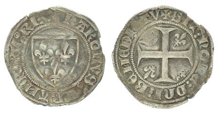 France  Blanc Guénar, Charles VI - ND (1380-1422) - Tournai Point 16e