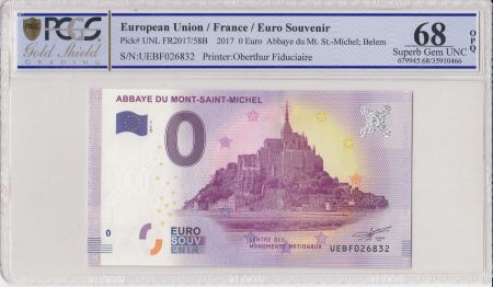 France 0 Euro 2017 - Mont Saint Michel - Billet touristique - PCGS 68 OPQ
