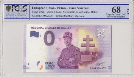 France 0 Euro 2018 - Charles de Gaulle - Billet touristique - PCGS 68 OPQ