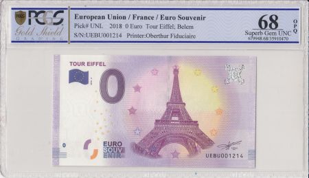 France 0 Euro 2018 - Tour Eiffel Paris - Billet touristique - PCGS 68 OPQ