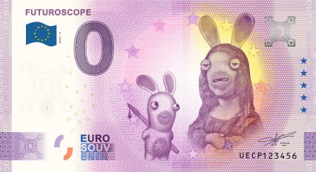 France 0 EURO SOUVENIR - Futuroscope Mona Lisa Lapin crétin 2023