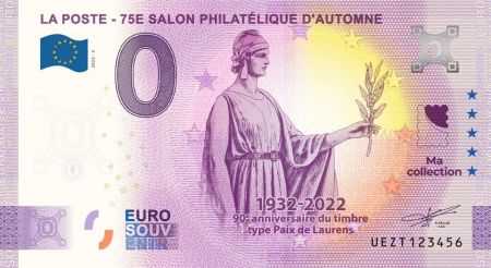 France 0 Euro Souvenir 2022 - La Poste 75e Salon philatélique d\'Automne
