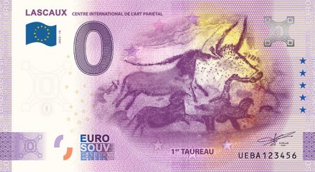 France 0 Euro Souvenir 2023 - Lascaux - Premier taureau