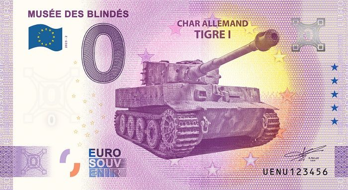 Billet France 0 Euro Souvenir 2023 - Musée des Blindés - Saumur - Char  Tigre I